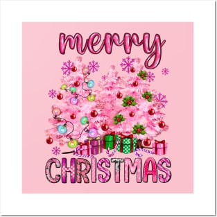 Merry Christmas pink Christmas Posters and Art